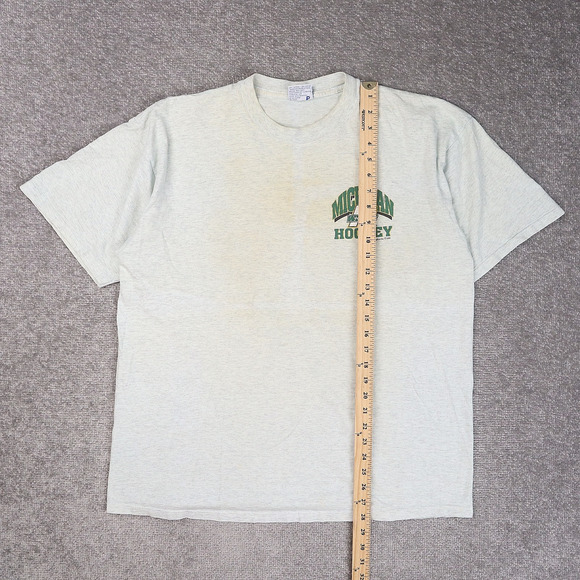 VTG 90s Michigan Wings Hockey Made in USA XL Gray Short Sleeve T-Shirt - Picture 3 of 12